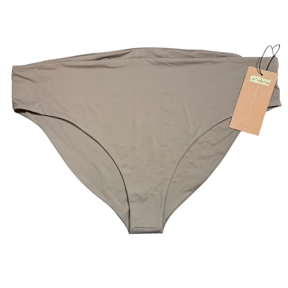Girlfriend Collective High Rise‎ Swim Bottom XXXL Taupe Brown High Waisted New